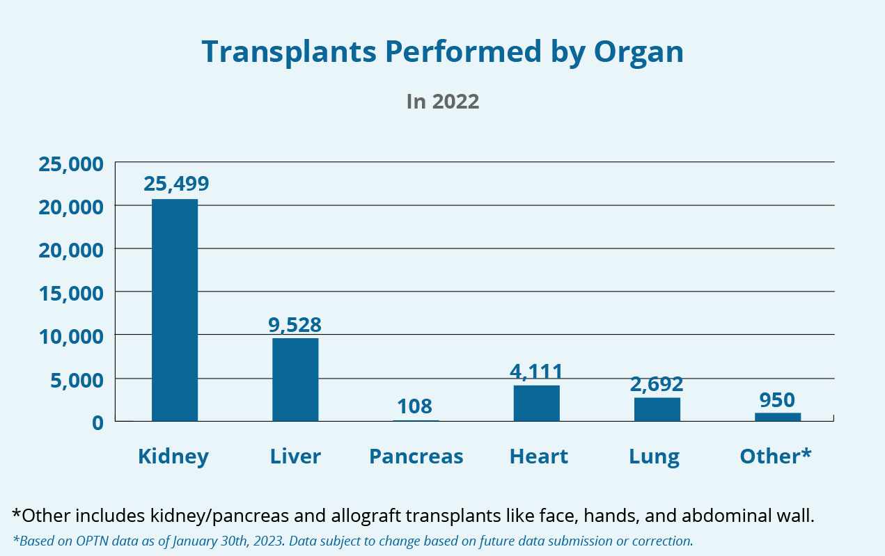 Statistics Transplants Performed By Organ 2023 
